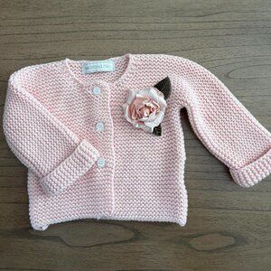 The Monnalisa Wool Knit Pink Cardigan Sweater S 3-6 M